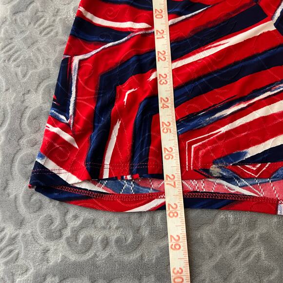 New Directions Red Blue White Pattern Tunic Large - Picture 9 of 9